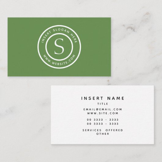 Carte De Visite Vert moderne simple simple professionnel de logo (Devant / Derrière)