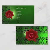 CARTE DE VISITE VERT MONOGRAMME DE SCEAU CIRE (Devant / Derrière)