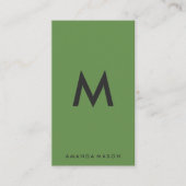 Carte De Visite Vert monogramme minimal (Devant)