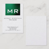Carte de visite vert Monogramme moderne (Devant / Derrière)