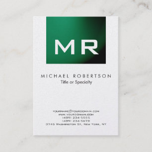 Carte de visite vert Monogramme moderne