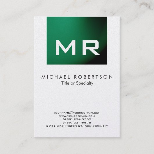 Carte de visite vert Monogramme moderne (Devant)