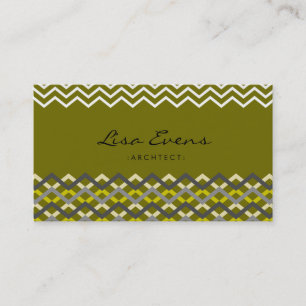 Carte de visite vert Motif classique Chevron