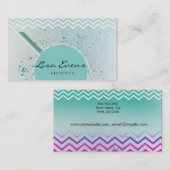 Carte de visite vert Motif classique Chevron (Devant / Derrière)
