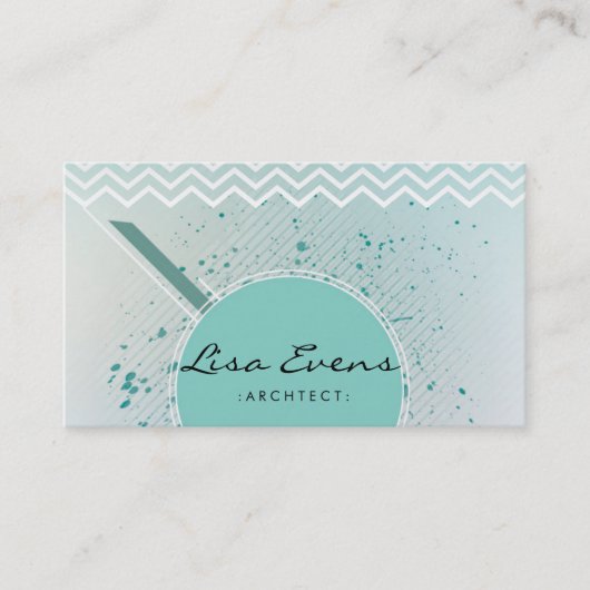 Carte de visite vert Motif classique Chevron (Devant)