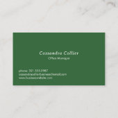 Carte De Visite Vert Motif moderne moderne (Dos)