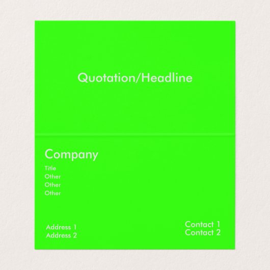 carte de visite vert néon (Intérieur déplié)