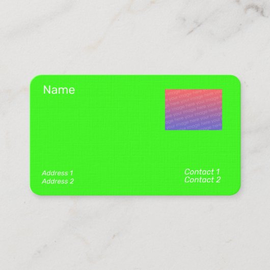 Carte De Visite vert néon - ajouter une photo (Devant)