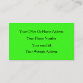 Carte De Visite Vert néon Couleur claire couleur personnalisée dou (Dos)