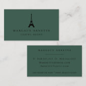 Carte De Visite Vert noir de logo de Tour Eiffel (Devant / Derrière)