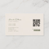 Carte de visite vert olive avec code QR pour les m (Dos)