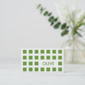 Carte De Visite vert olive (carrés de mod) (Debout devant)