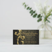 Carte De Visite Vert olive élégant de feuille d'or de (Debout devant)