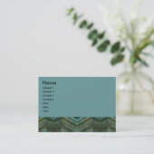 Carte De Visite Vert olive et motif turquoise (Debout devant)
