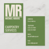 Carte De Visite Vert olive hors concours de couverture audacieuse (Devant / Derrière)