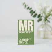 Carte De Visite Vert olive hors concours de couverture audacieuse (Debout devant)