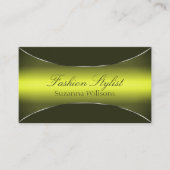 Carte De Visite Vert olive jaune avec bordure argentée chic élégan (Devant)