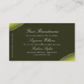 Carte De Visite Vert olive jaune avec bordure en argent exceptionn (Dos)