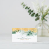 Carte De Visite Vert or Aquarelle moderne (Debout devant)