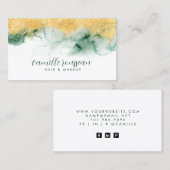 Carte De Visite Vert or Aquarelle moderne (Devant / Derrière)