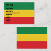 Carte De Visite Vert, or (jaune) et drapeau de couleurs rouges (Devant / Derrière)