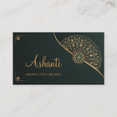Carte De Visite Vert or Mandala Elégant moderne (Devant)