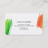Carte De Visite Vert orange aquarelle plaque Abstrait moderne (Dos)