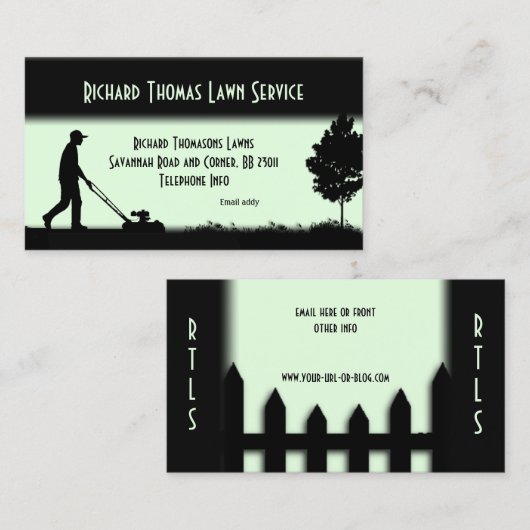 Carte de visite vert pâle du paysage de service de (Devant / Derrière)