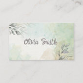 Carte De Visite Vert pastel Aquarelle Floral (Devant)
