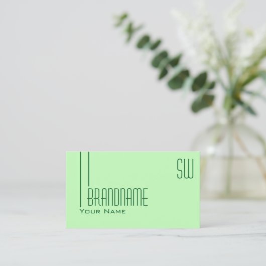 Carte De Visite Vert pastel clair avec chic Monogramme professionn (Debout devant)