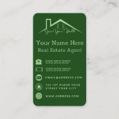 Carte de visite Vert Pour Agents Immobiliers (Devant)