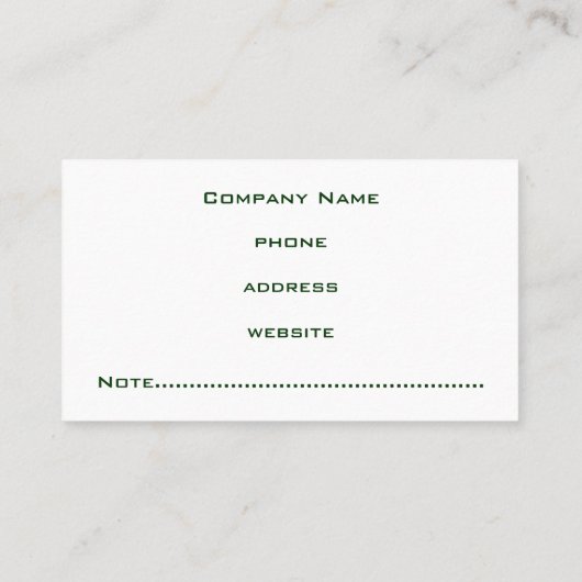 Carte de visite vert professionnel (Dos)