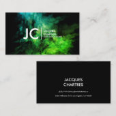 Carte De Visite Vert professionnel abstrait de monogramme de (Devant / Derrière)