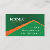 Carte De Visite Vert professionnel avec rayure orange (Devant)