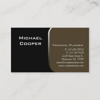 Carte De Visite Vert professionnel de planificateur financier de