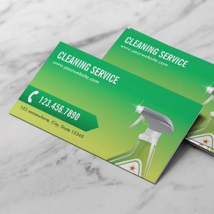 Carte De Visite Vert professionnel de service de nettoyage
