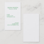 Carte De Visite Vert propre simple professionnel et blanc (Devant / Derrière)