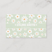 Carte De Visite Vert Rétro Code QR Blanc Floral Groovy Unique Amus (Devant)