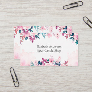 Carte De Visite Vert rose Floral Feminine Petite entreprise