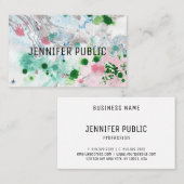 Carte De Visite Vert rose moderne tendance Abstrait élégant (Devant / Derrière)