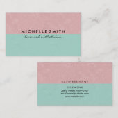 Carte De Visite Vert rose ravissant Contemporain (Devant / Derrière)