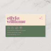 Carte De Visite Vert rose rétro couleur Super À damiers funky (Dos)