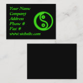 Carte de visite vert rougeoyant de Yin Yang (Devant / Derrière)