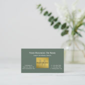 Carte De Visite Vert sage Blanc Luxe Monogramme Or (Debout devant)