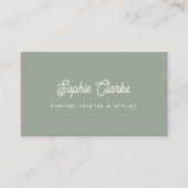 Carte De Visite Vert sage | Script rétro avec code QR (Devant)
