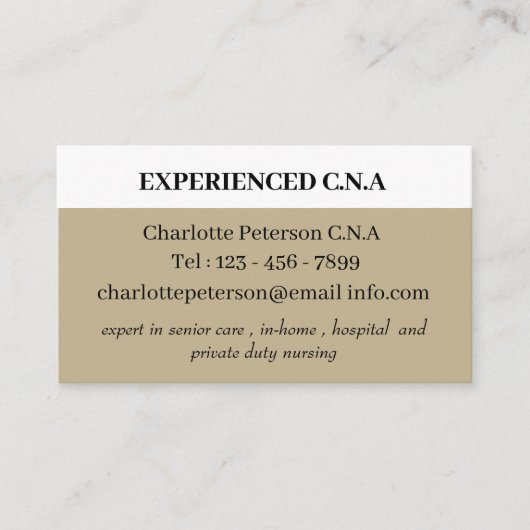 Carte De Visite Vert Sage Simple CNA (Devant)
