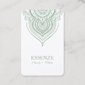 Carte De Visite Vert Sage Sur Dentelle Blanche Paisley (Devant)