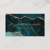 Carte De Visite Vert sarcelle Luxe Paillettes Or Agate (Devant)