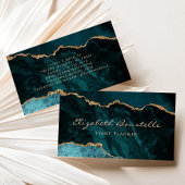 Carte De Visite Vert sarcelle Luxe Paillettes Or Agate