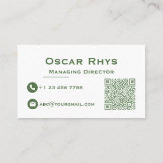 Carte de visite vert sauge et blanc minimaliste mo